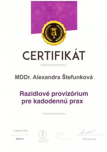 Razidlové provizórium pre každodennú prax – Andel Dental Academy, 2018