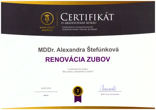 Renovácia zubov v postrannom úseku – Andel Dental Academy, 2018