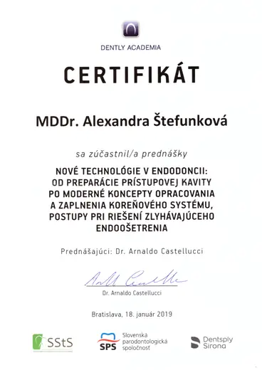 Nové technológie v endodoncii – Dr. Arnaldo Castellucci – Slovenská parodontologická spoločnosť, Bratislava, 2019