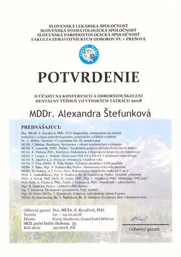 Dentálny týždeň vo Vysokých Tatrách – Horný Smokovec, 2018