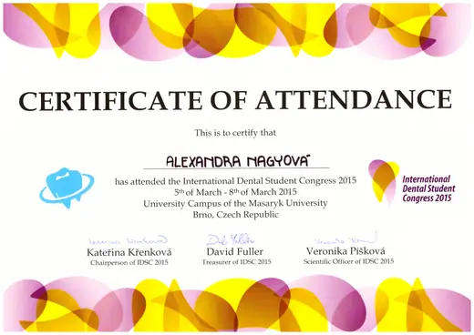 International Dental Student Congress – Masarykova univerzita, Brno, 2015