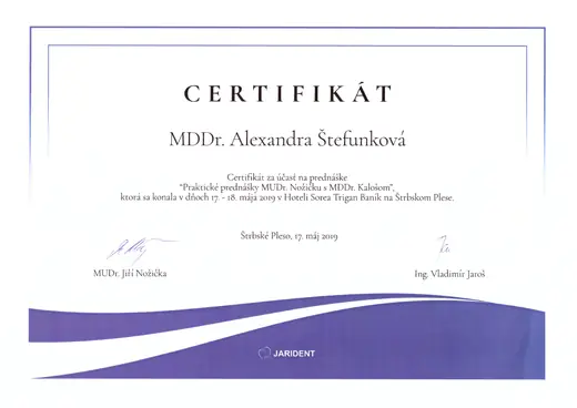 Praktické prednášky MUDr. Nožičku s MDDr. Kalošom – Jarident, Štrbské Pleso, 2019