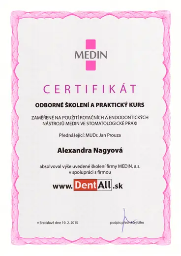 Rotačné a endodontické nástroje MEDIN – odborné školenie – MEDIN, Bratislava, 2015